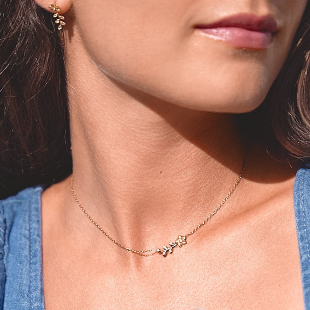 Trailing Crystal Vine Gold-Tone Necklace