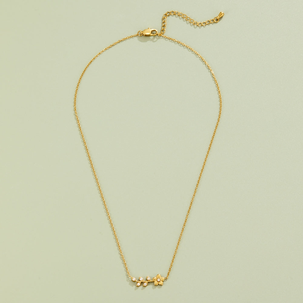 Trailing Crystal Vine Gold-Tone Necklace