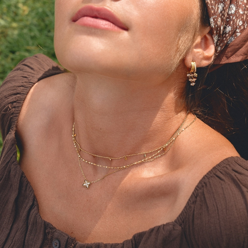 Four Leaf Clover Crystal Gold-Tone Necklace