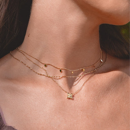Four Leaf Clover Crystal Gold-Tone Necklace