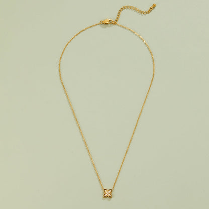 Four Leaf Clover Crystal Gold-Tone Necklace