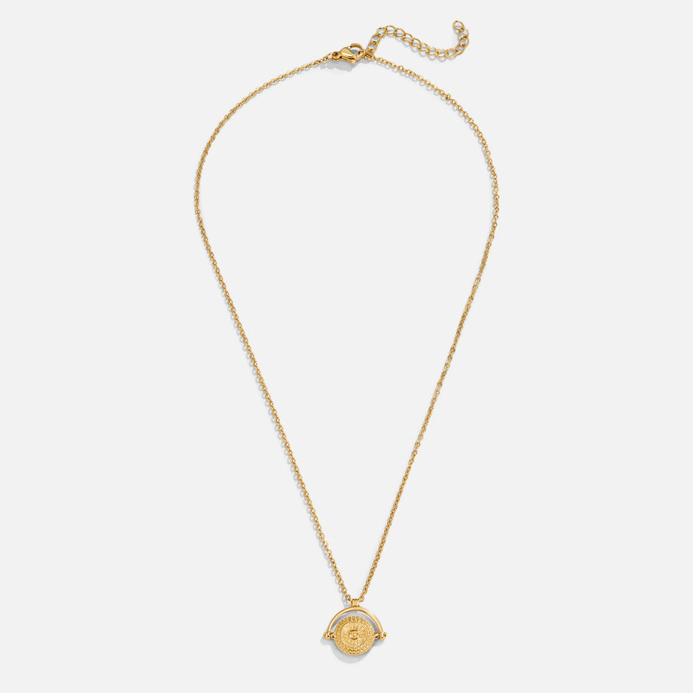 Round Sun Coin Gold-Tone Pendant Necklace