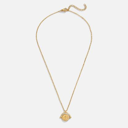 Round Sun Coin Gold-Tone Pendant Necklace