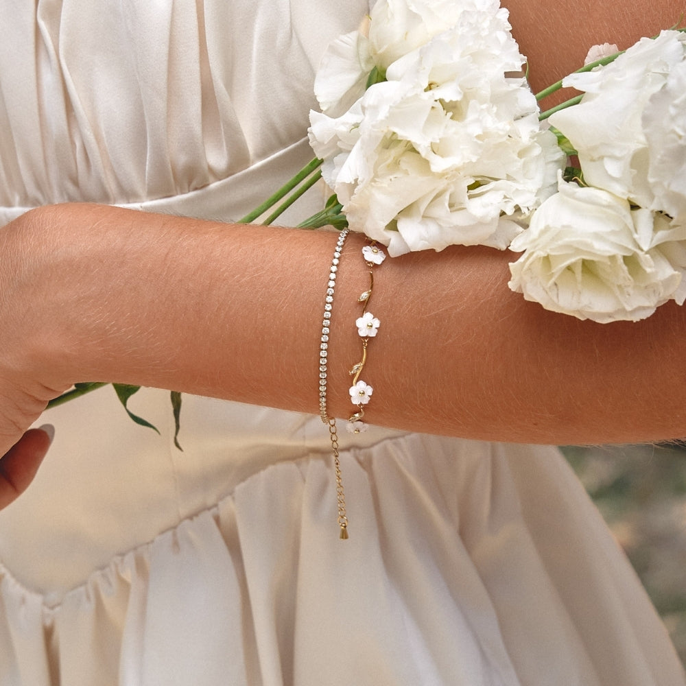 Pearl-Centred Blossom Gold-Tone Bracelet
