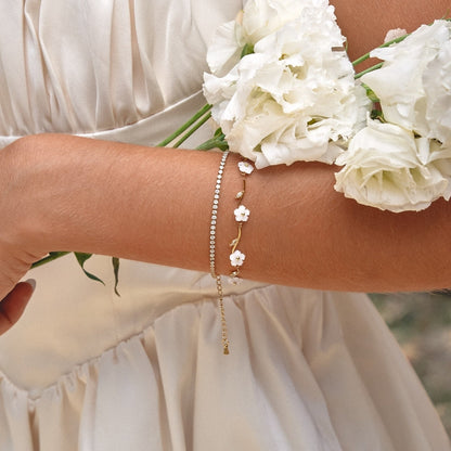 Pearl-Centred Blossom Gold-Tone Bracelet
