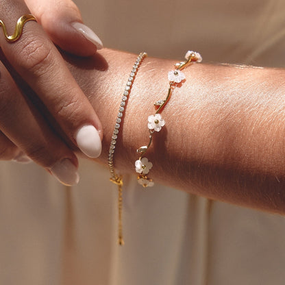 Pearl-Centred Blossom Gold-Tone Bracelet