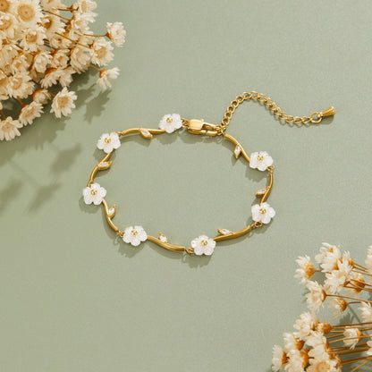 Pearl-Centred Blossom Gold-Tone Bracelet