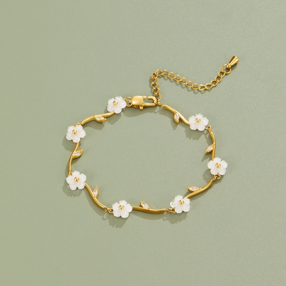 Pearl-Centred Blossom Gold-Tone Bracelet