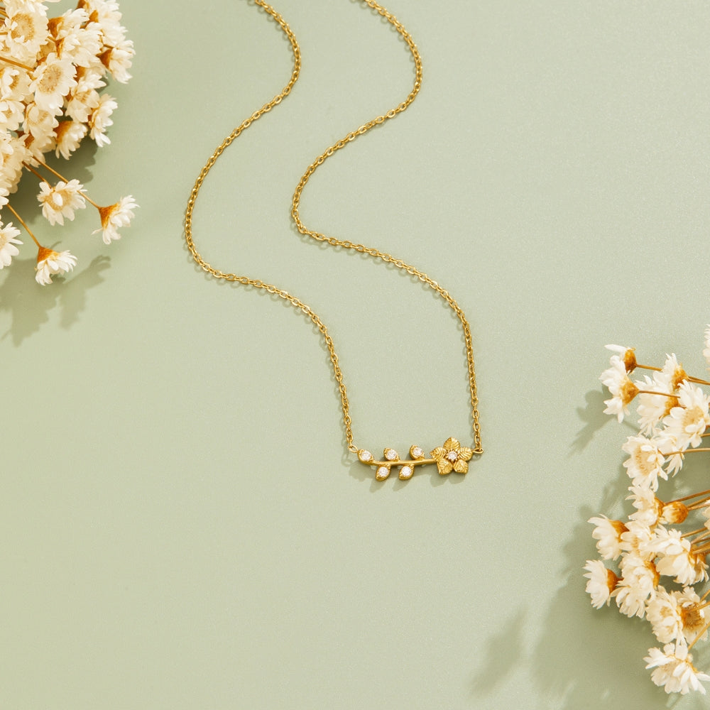 Trailing Crystal Vine Gold-Tone Necklace