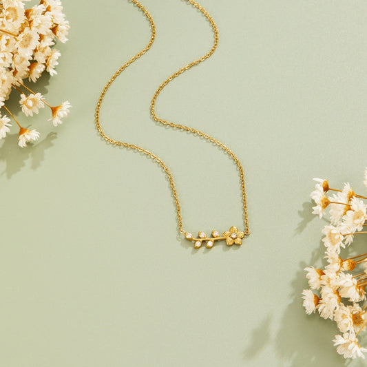 Trailing Crystal Vine Gold-Tone Necklace