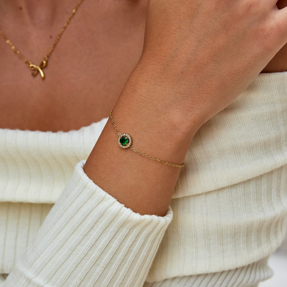 Forest Green Crystal Line Bracelet