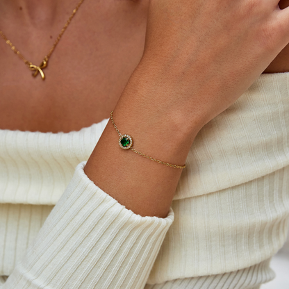 Forest Green Crystal Line Bracelet