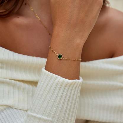 Forest Green Crystal Line Bracelet
