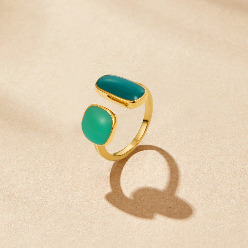 Soft Willow Green Stone Adjustable Wrap Ring