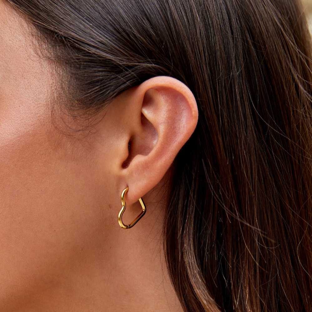 Little Heart Gold-Tone Hoop Earrings