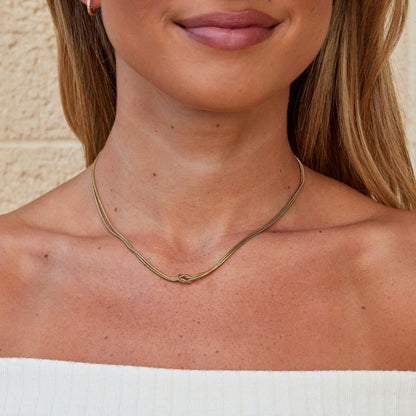 Soft Knot Detail Gold-Tone Chain Necklace