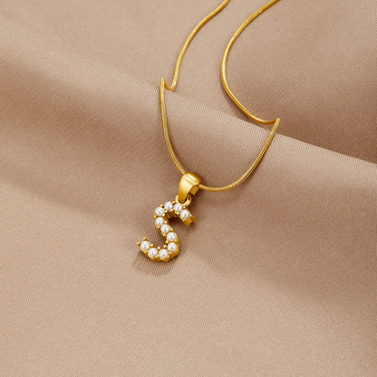 Letter and Pearl Bead Chain Necklace