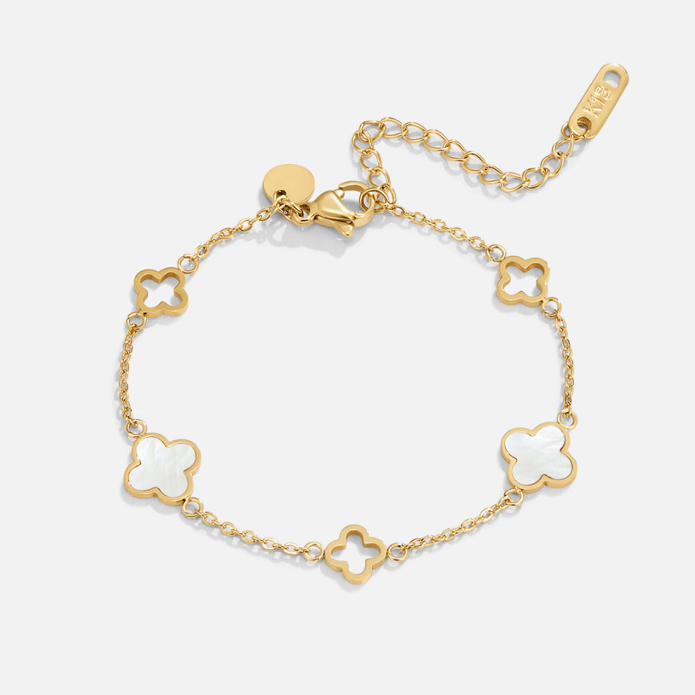 Lucia Clover Link Delicate Chain Bracelet
