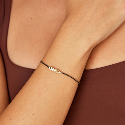 Evening Deep Black Crystal Band Bracelet