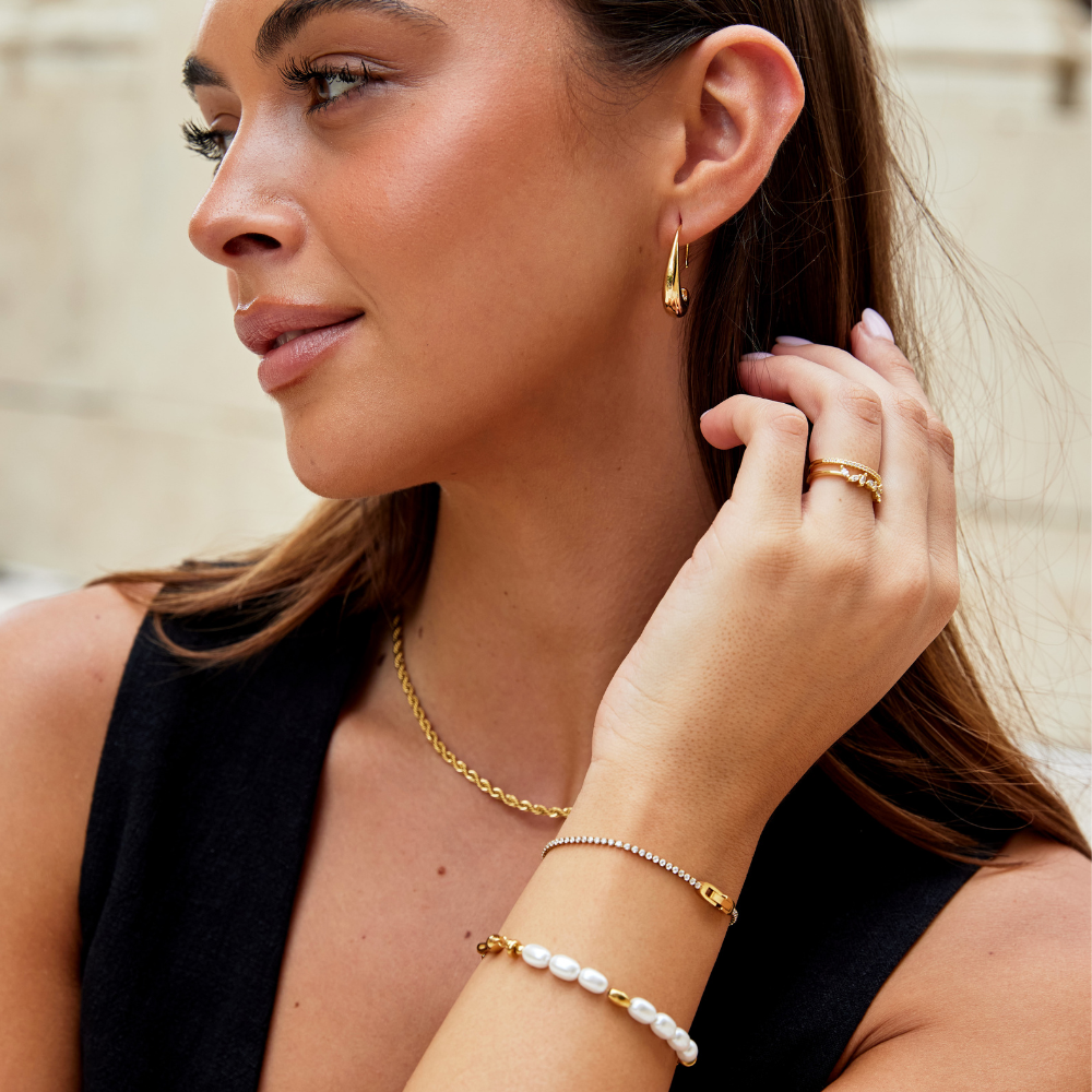 Niyah Pale Crystal Gold-Tone Band Bracelet