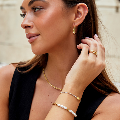 Niyah Pale Crystal Gold-Tone Band Bracelet