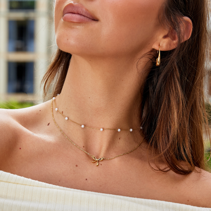 Serenity Small Ribbon Bow Pendant Necklace