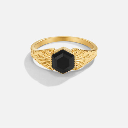 Phoenix Black Stone Slim Band Ring for Every Day