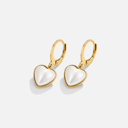 Delicate Heart and Pearl Hoop Earrings