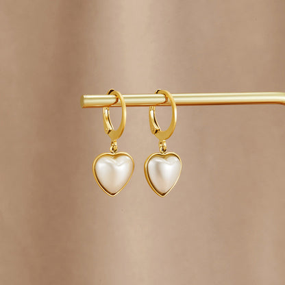 Delicate Heart and Pearl Hoop Earrings