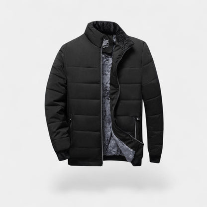 Men's Padded Cotton Jacket – faux fur Lined Stand Collar