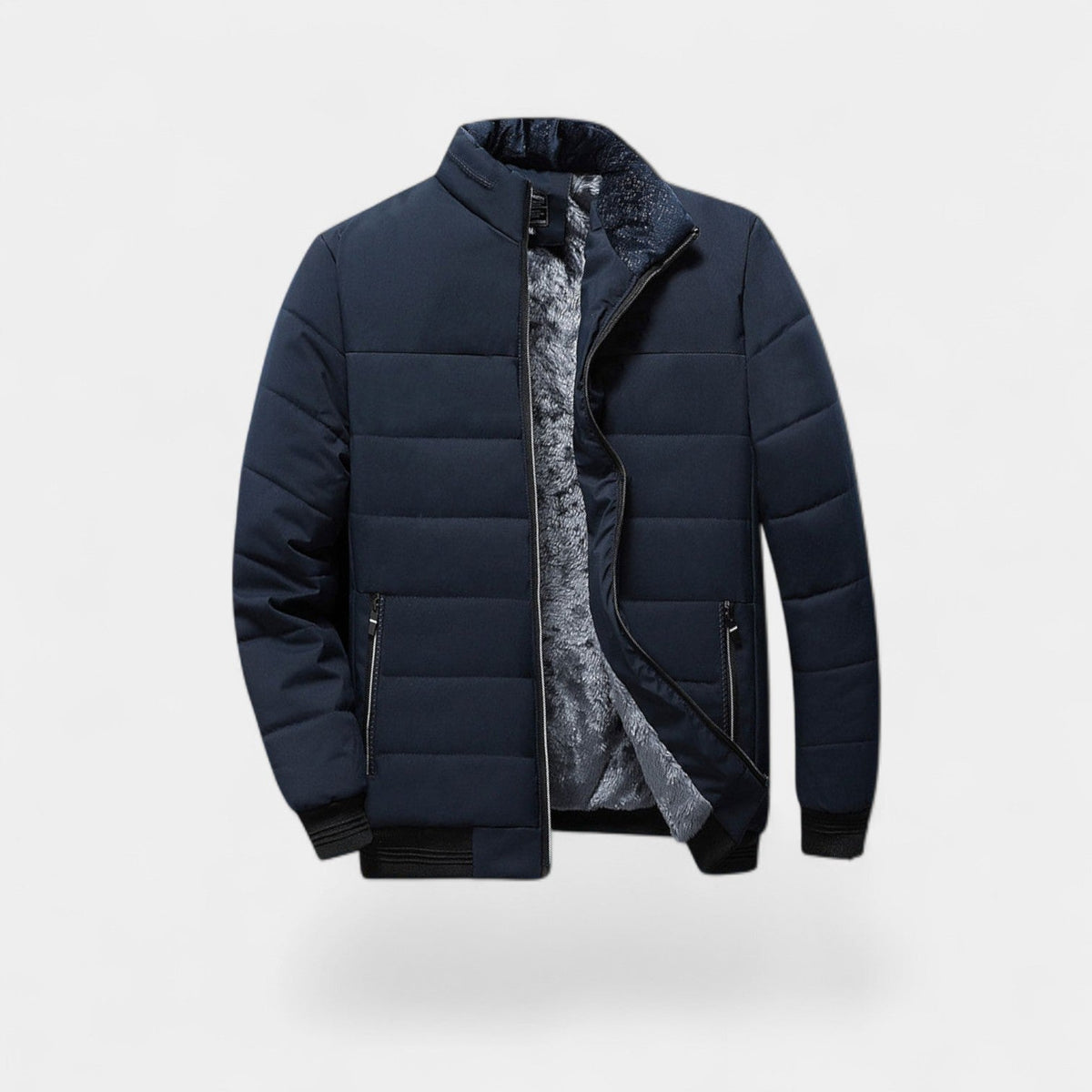 Men's Padded Cotton Jacket – faux fur Lined Stand Collar