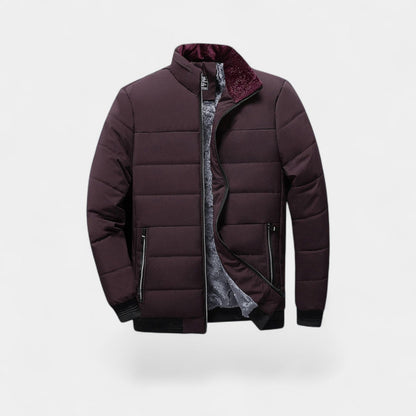 Men's Padded Cotton Jacket – faux fur Lined Stand Collar
