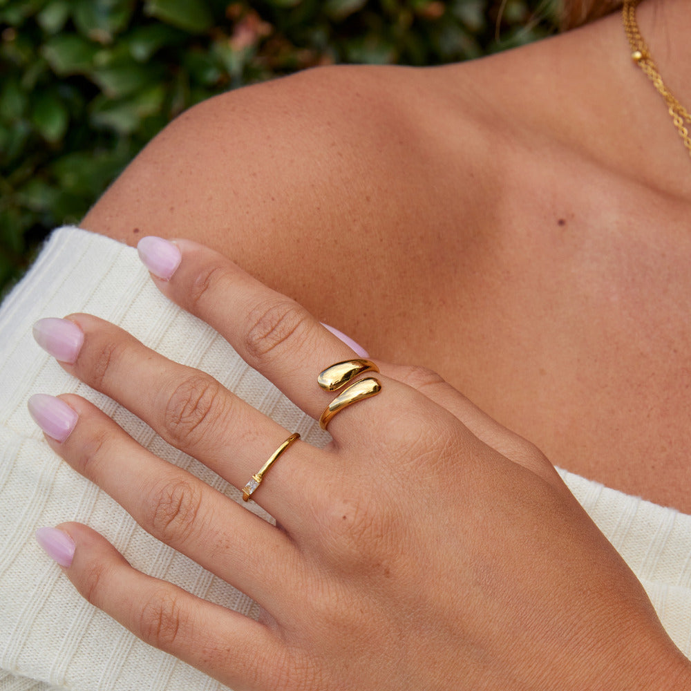 Raven Open Wrap Gold-Tone Curved Ring