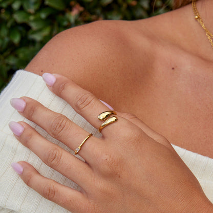 Raven Open Wrap Gold-Tone Curved Ring