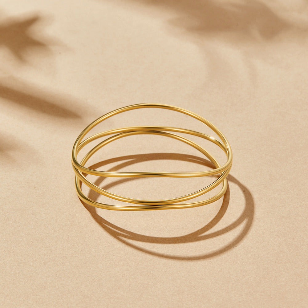 Sabrina Stacked Fine Band Gold-Tone Bangle