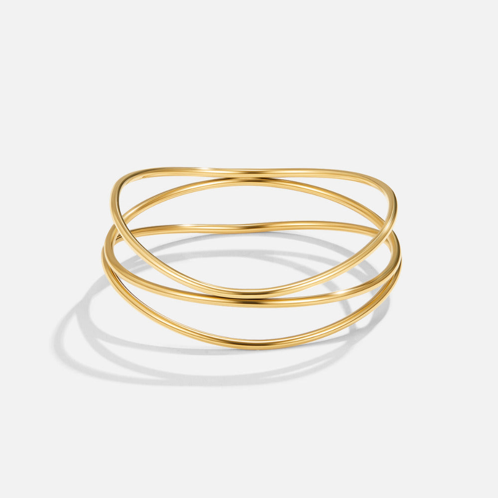 Sabrina Stacked Fine Band Gold-Tone Bangle