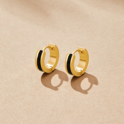 Leigh Matt Black Enamel Hoop Earrings