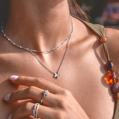 Single Blossom Silver-Tone Pendant Necklace