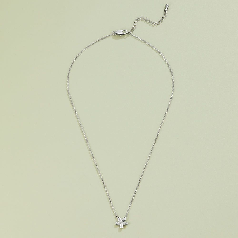 Single Blossom Silver-Tone Pendant Necklace
