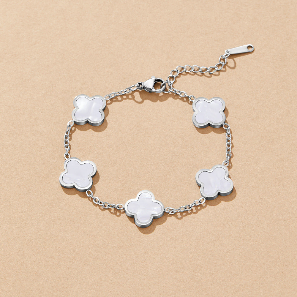 Small Clover Silver-Tone Chain Bracelet