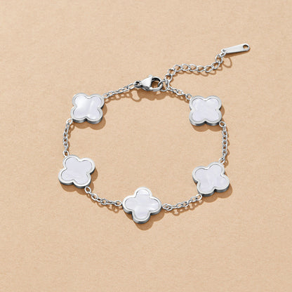 Small Clover Silver-Tone Chain Bracelet