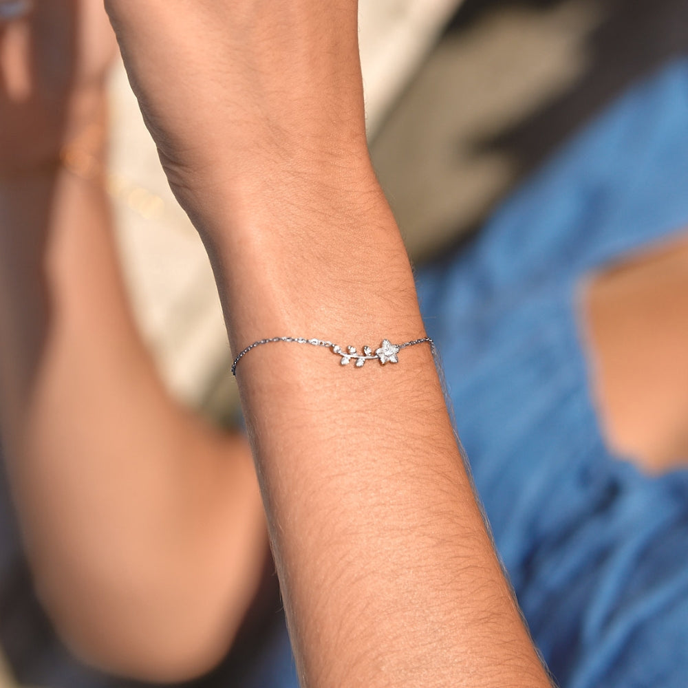 Trailing Crystal Vine Silver-Tone Bracelet