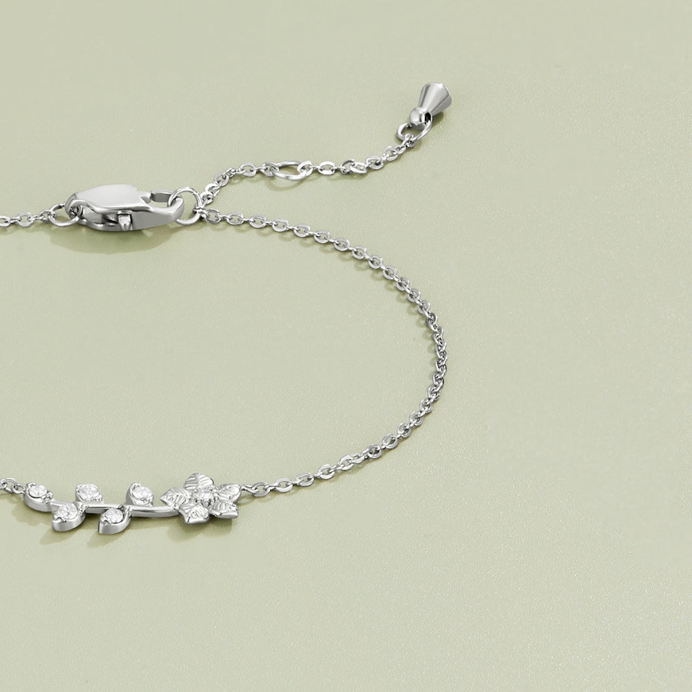 Trailing Crystal Vine Silver-Tone Bracelet