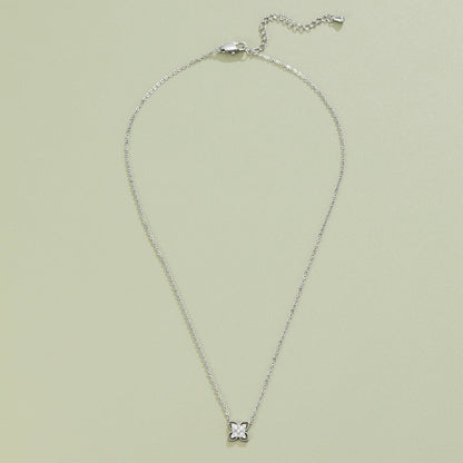 Four Leaf Clover Crystal Silver-Tone Necklace