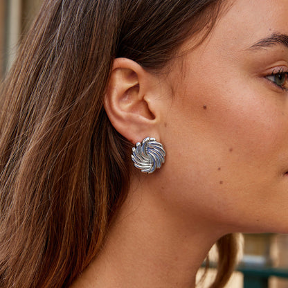 Coiled Silver-Tone Spiral Post Drop Earrings