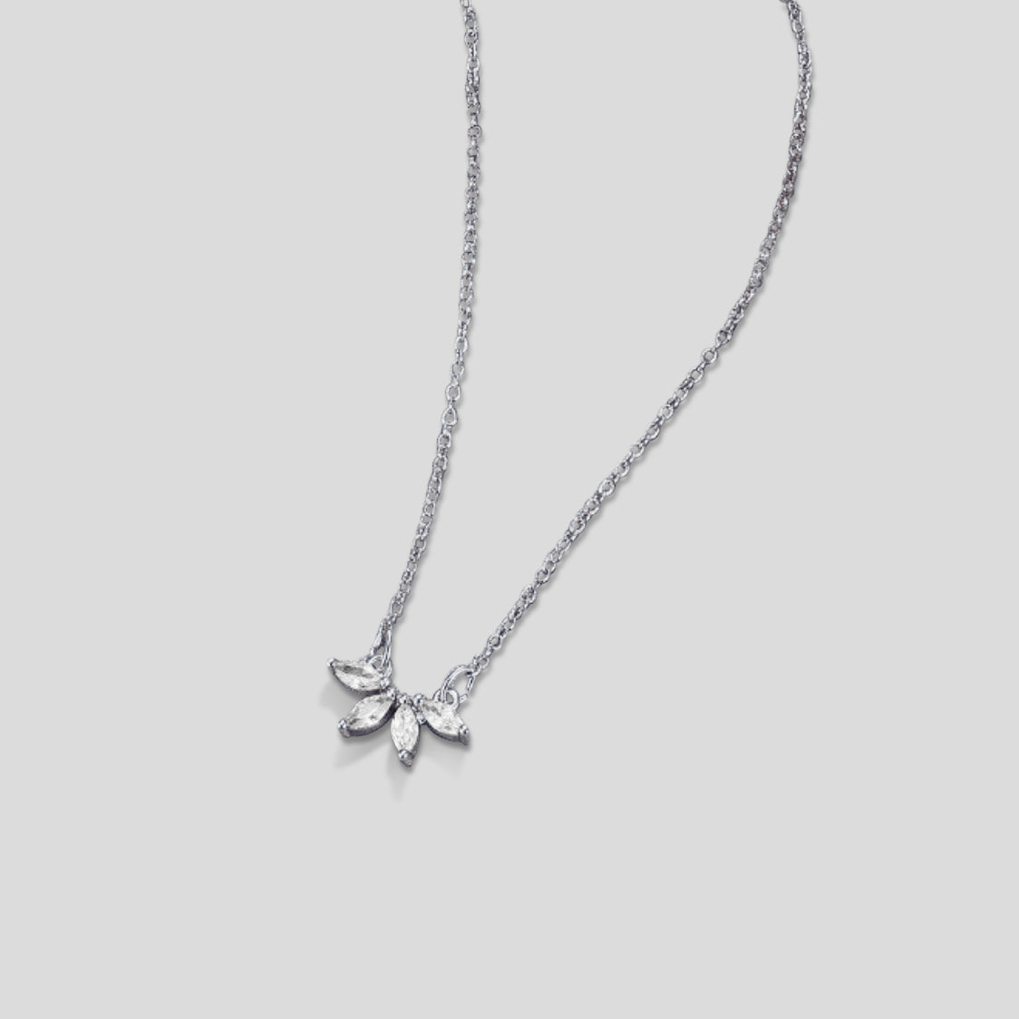Faceted Crystal Leaf Silver-Tone Necklace