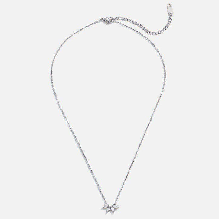 Faceted Crystal Leaf Silver-Tone Necklace