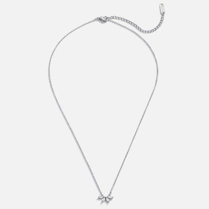 Faceted Crystal Leaf Silver-Tone Necklace