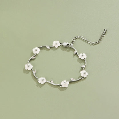 Pearl-Centred Blossom Silver-Tone Bracelet