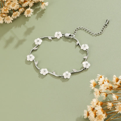 Pearl-Centred Blossom Silver-Tone Bracelet